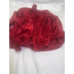 Vintage Connected Apparel Red Crushed Velvet Open Front Cardigan Jacket Med USA